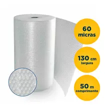 Plástico Bolha 130cm x 50m 60 Micras Azul