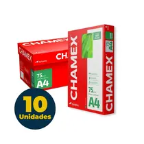 Papel A4 21cmx29,7cm 75g 500 Folhas Chamex Branco Caixa com 10 Pacotes
