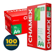 Papel A4 21cmx29,7cm 75g 500 Folhas Chamex Branco com 100 Pacotes