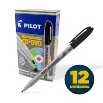 Marcador Permanente CD/DVD 2mm Pilot Preto com 12 Unidades