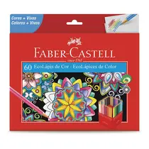 Lápis de Cor 60 Cores Sextavado Faber-Castell Ecolápis com 03 Estojos
