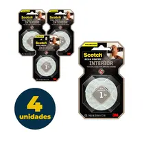 Fita Dupla Face Espuma 24mm x 1,5m Scotch com 4 Unidades