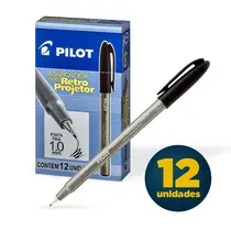 Marcador Retroprojetor 1.0mm Pilot Preto com 12 Unidades