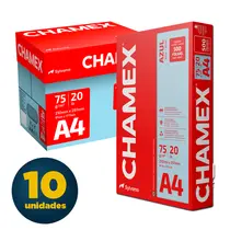 Papel A4 21cmx29,7cm 75g 500 Folhas Chamex Colors Azul Caixa com 10 Pacotes