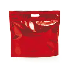 Sacola de Presente Laminada com Zíper 40cm x 32cm + 5cm Cromus Vermelha com 50 Unidades
