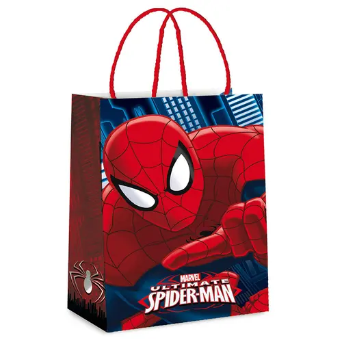 Sacola de Papel para Presente M 26cm x 19,5cm x 9,5cm Cromus Spider Man com 10 Unidades