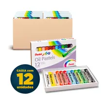 Giz Pastel Oleoso 12 Cores Pentel com 12 Unidades