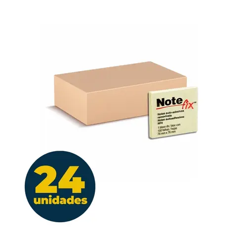 Recado Adesivo Removível 76mmx76mm Notefix Amarelo 100 Folhas NF4 com 24 Unidades