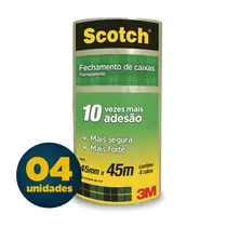 Fita Adesiva PP 45mmx45m Scotch 3M 5802 Transparente com 04 Unidades