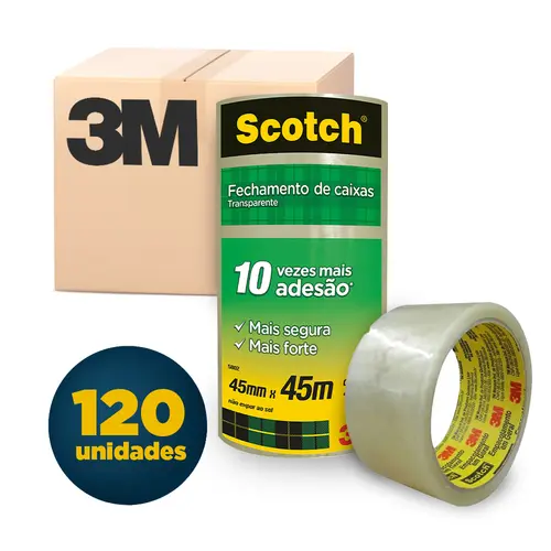 Fita Adesiva PP 45mmx45m Scotch 3M 5802 Transparente com 120 Unidades