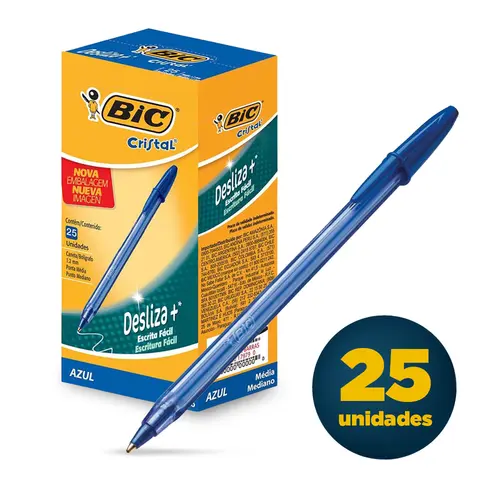 Caneta Esferográfica Bic Cristal Soft 1.2mm Azul Caixa com 25 Unidades