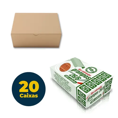 Grampo 26/6 Cobreado 1.000 Unidades ACC com 20 Caixas