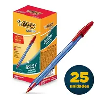 Caneta Esferográfica Bic Cristal Soft 1.2mm Vermelha Caixa com 25 Unidades