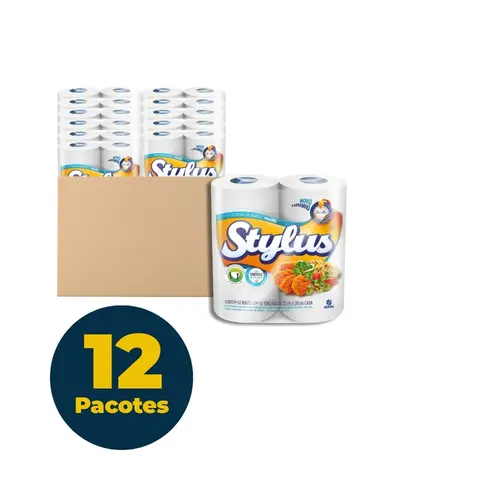 Toalha de Papel Dupla Rolo 22cmx20m Branca Maxim com 12 Pacotes
