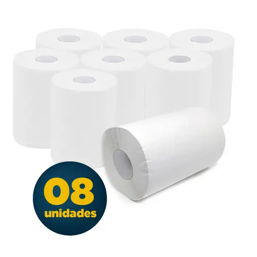 Toalha de Papel Rolo 20cm x 100m Branca 100% Virgem 8 Rolos Toppy com 6 Caixas