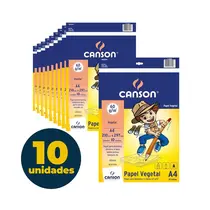 Papel Vegetal A4 21cmx29,7cm Canson Escolar 10 Pacotes com 10 Folhas
