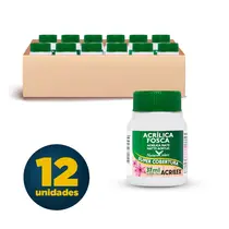 Tinta Acrílica Fosca 37ml Acrilex Branca 519 com 12 Unidades