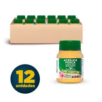 Tinta Acrílica Fosca 37ml Acrilex Amarelo Ouro 505 com 12 Unidades