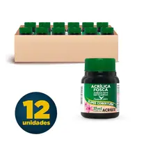 Tinta Acrílica Fosca 37ml Acrilex Preto 520 com 12 Unidades