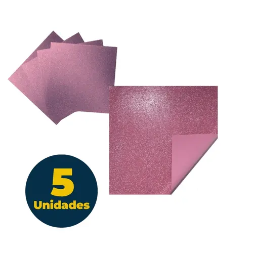 Chapa de EVA 40cm x 48cm Glitter Rosa com 5 Unidades