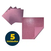 Chapa de EVA 40cm x 48cm Glitter Rosa com 5 Unidades