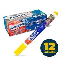 Marcador de Tecido Acrilex Acrilpen 505 Amarelo Ouro com 12 Unidades