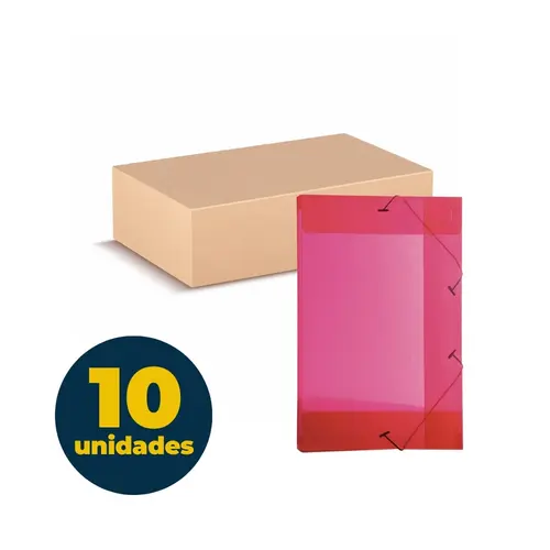 Pasta Aba e Elástico 1/2 Ofício PP 180mmx245mmx25mm Vermelha com 10 Unidades