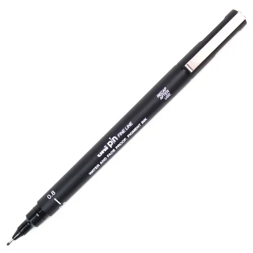 Caneta Nankin 0.8 Uni Pin Fine Line Preta com 12 Unidades