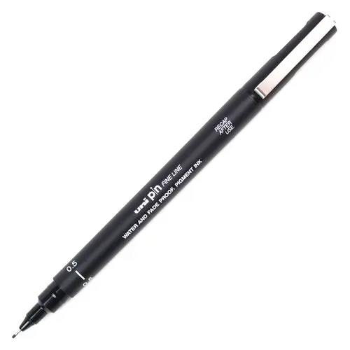 Caneta Nankin 0.5 Uni Pin Fine Line Preta com 12 Unidades