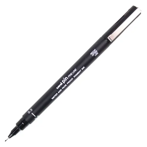 Caneta Nankin 0.3 Uni Pin Fine Line Preta com 12 Unidades