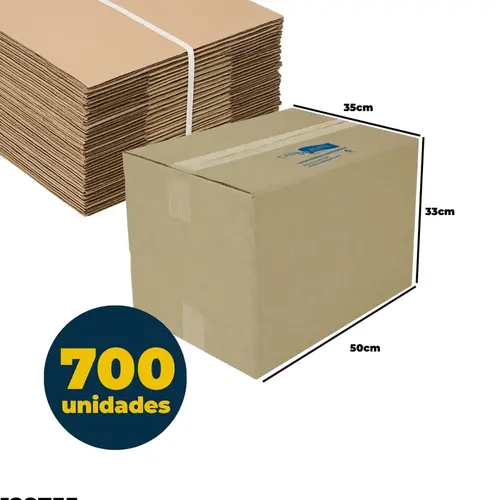 Caixa de Papelão Simples 50cm x 35cm x 33cm Casa do Papel TRAN002 com 700 Unidades