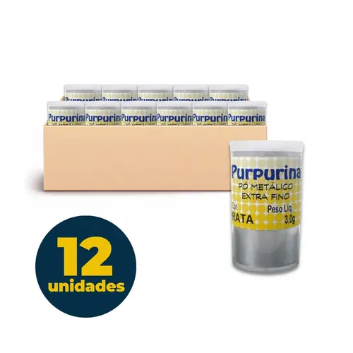 Purpurina Metalica Extra Fina 3g Prata 12 Unidades