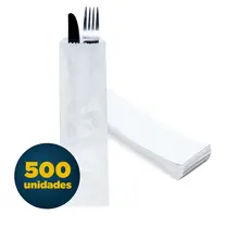 Saco Papel Branco 7cmx24cm Sanfona 500 Unidades Talher 2 Fardos