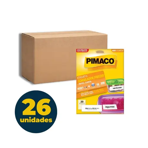 Etiqueta Pimaco Carta Freezer 10 Folhas 4081 20 Etiquetas por Folha 26 Cartelas