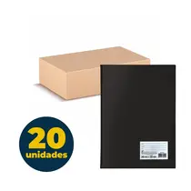 Pasta Catálogo Ofício com 100 Plásticos Preta com 20 Unidades