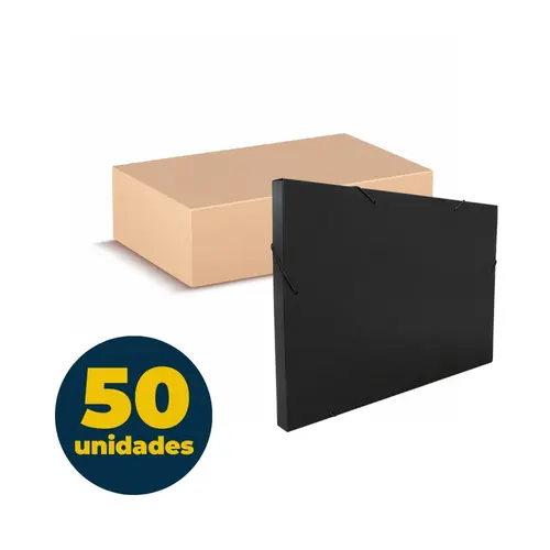 Pasta Polionda Ofício 25cmx33,5cmx2cm Preta com 50 Unidades