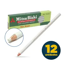 Lápis Dermatográfico Mitsu-Bishi 7600 Branco com 12 Unidades