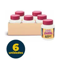 Tinta Fosca PVA Artesanato 100ml Acrilex Branco 519 com 6 Unidades