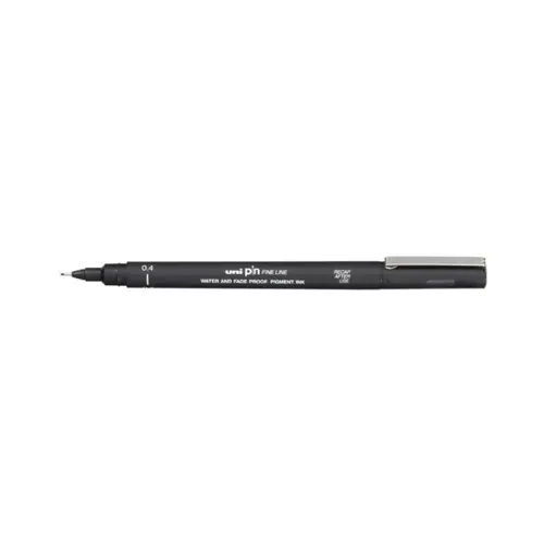 Caneta Nankin Uniball Pin Fine Line 0.4mm Preta 12 Unidades