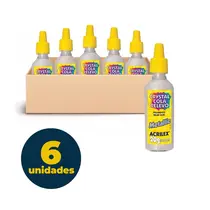 Cola Relevo Crystal 20g Acrilex Metallic Branco 562 com 6 Unidades