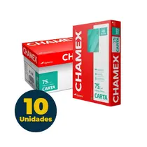 Papel Carta 21,6cmx27,9cm 75g 500 Folhas Chamex Branco Caixa com 10 Pacotes