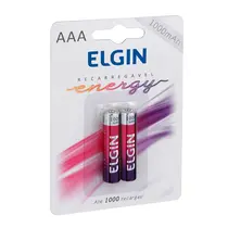 Pilha Palito AAA Recarregável 1000MaH 2 Unidades Elgin com 10 Cartelas