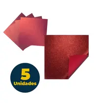 Chapa de EVA 40cm x 48cm Glitter Vermelho com 5 Unidades