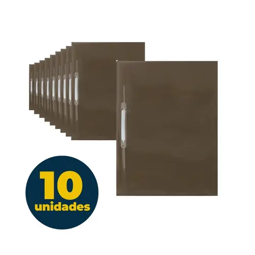 Pasta com Grampo Trilho PP Ofício Fumê com 10 Unidades