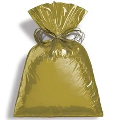Saco Metalizado 15cm x 22cm Gala Liso Ouro com 1.000 Unidades