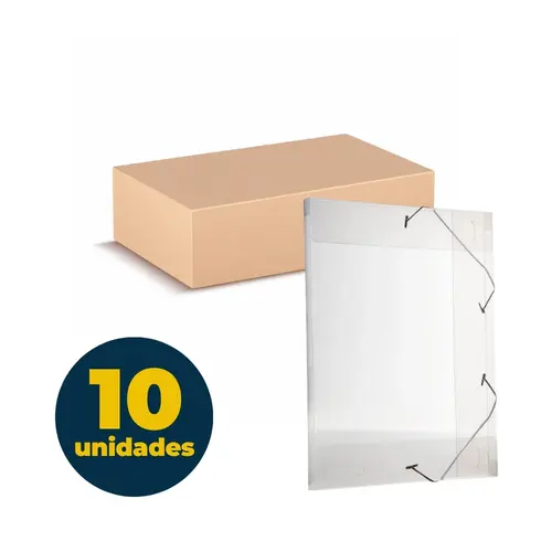 Pasta Aba e Elástico PP Ofício 235mmx335mmx20mm Cristal com 10 Unidades