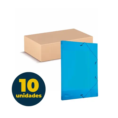Pasta Aba e Elástico PP Ofício 235mmx335mmx20mm Azul com 10 Unidades