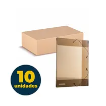 Pasta Aba e Elástico PP Ofício 235mmx335mmx20mm Fumê com 10 Unidades