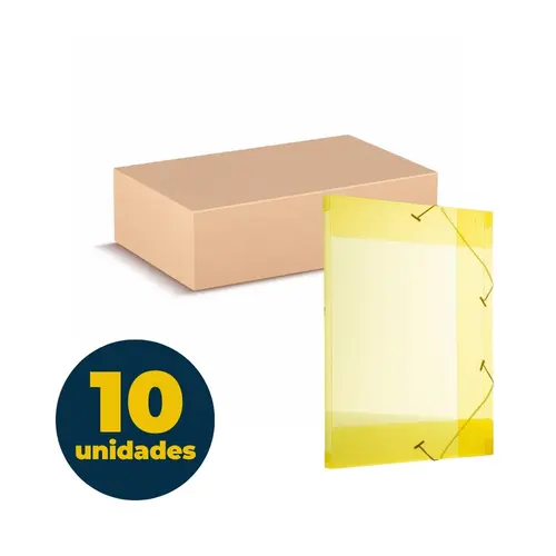 Pasta Aba e Elástico Ofício 235mmx335mmx20mm Amarela com 10 Unidades