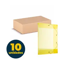Pasta Aba e Elástico Ofício 235mmx335mmx20mm Amarela com 10 Unidades